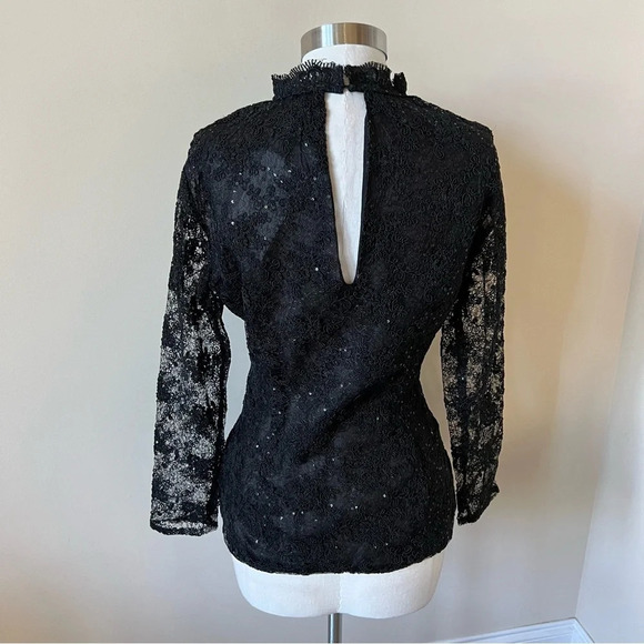New! Zara Black Lace Sequin Top 17926 - Picture 8 of 13
